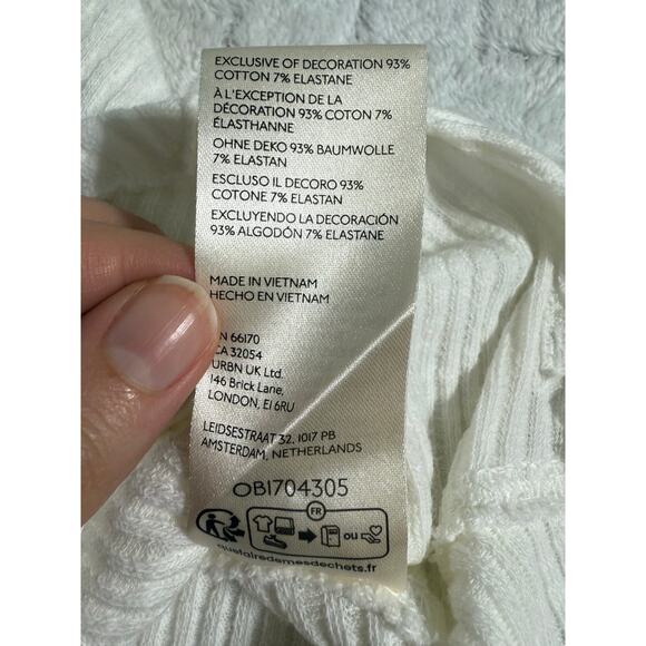 We The Free Free People White Ribbed Sculpted Tank Top L Stretch Fitted Corset - Picture 4 of 7